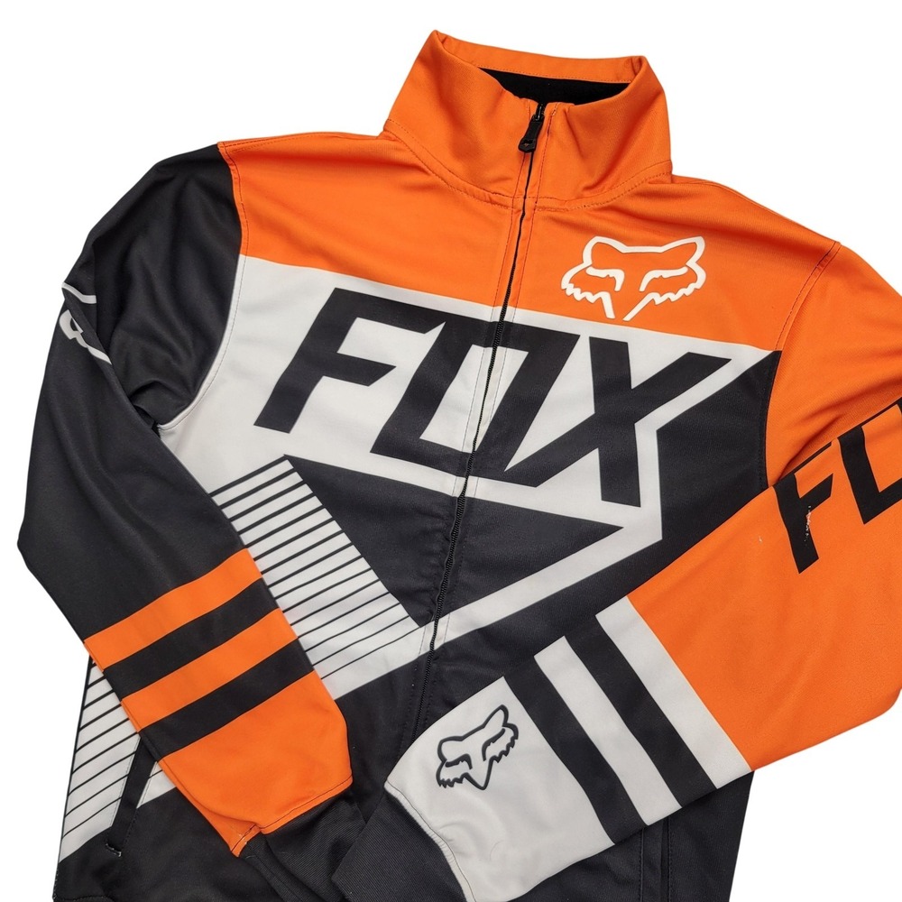 Fox‎ Racing Jacket Mens Small Orange Black Full Zip Track Activewear Motocross